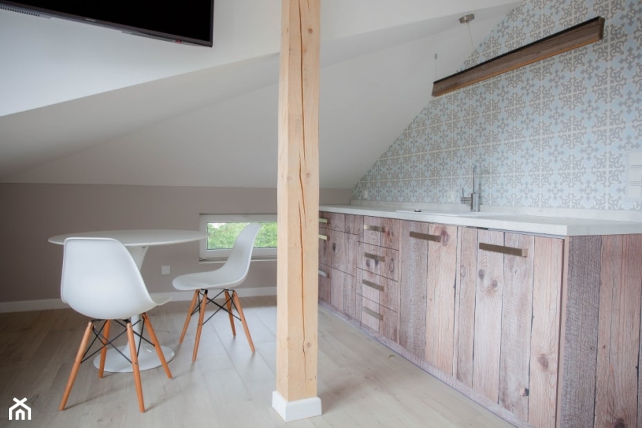 Poddasze 80m - Średnia otwarta z salonem kuchnia jednorzędowa, styl skandynawski - zdjęcie od Projekt Kolektyw - Homebook