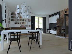 Dom 100m - Duży salon, styl nowoczesny - zdjęcie od Projekt Kolektyw