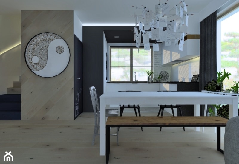 Dom 100m - Średnia jadalnia w kuchni, styl nowoczesny - zdjęcie od Projekt Kolektyw