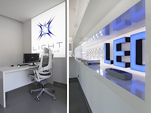 Salon Light Impressions - Średnie w osobnym pomieszczeniu szare biuro, styl nowoczesny - zdjęcie od Projekt Kolektyw