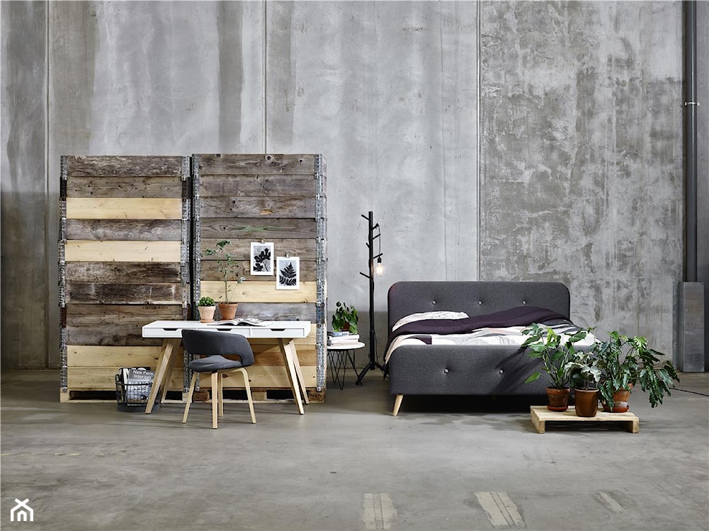 minimalistyczna sypialnia w stylu industrialnym 