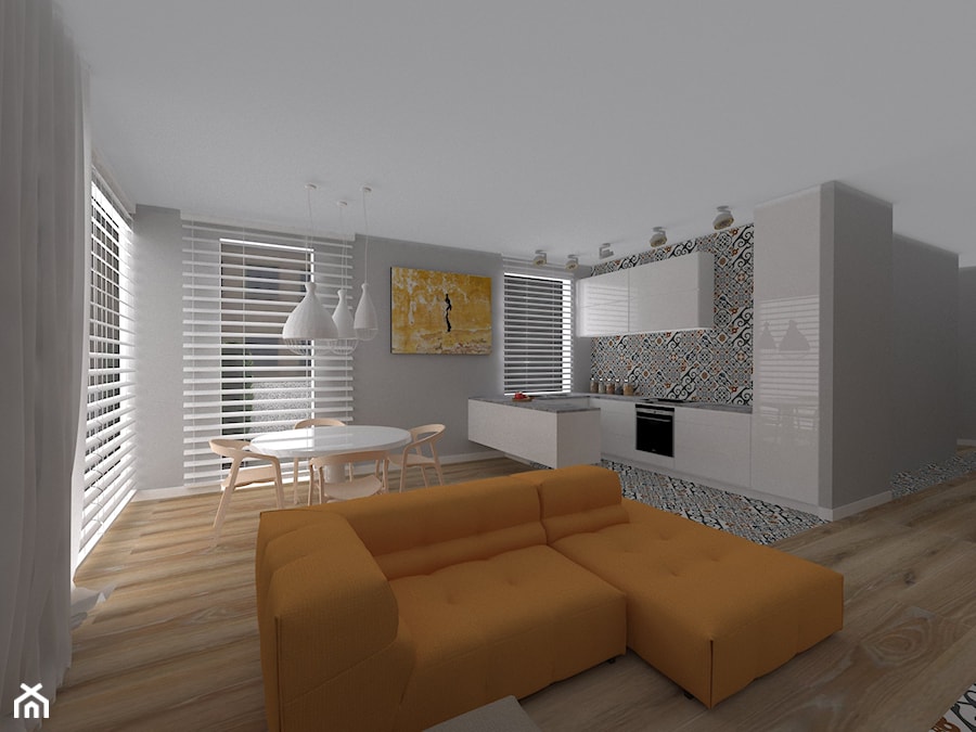 Mieszkanie z zółtym akcentem - Salon, styl nowoczesny - zdjęcie od INSOLITO INTERIOR