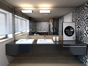 Łazienka - Duża z dwoma umywalkami z punktowym oświetleniem łazienka z oknem, styl nowoczesny - zdjęcie od A2 STUDIO pracownia architektury
