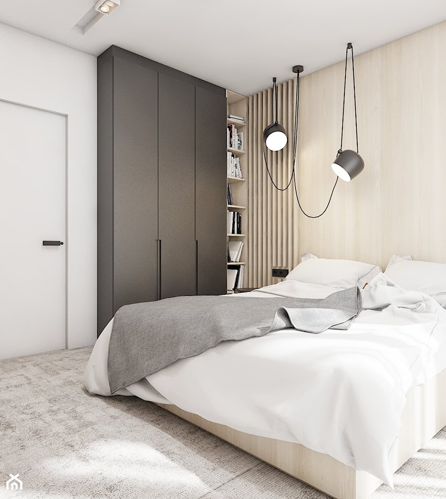 mieszkanie w Katowicach 2018 - Średnia biała sypialnia, styl nowoczesny - zdjęcie od A2 STUDIO pracownia architektury