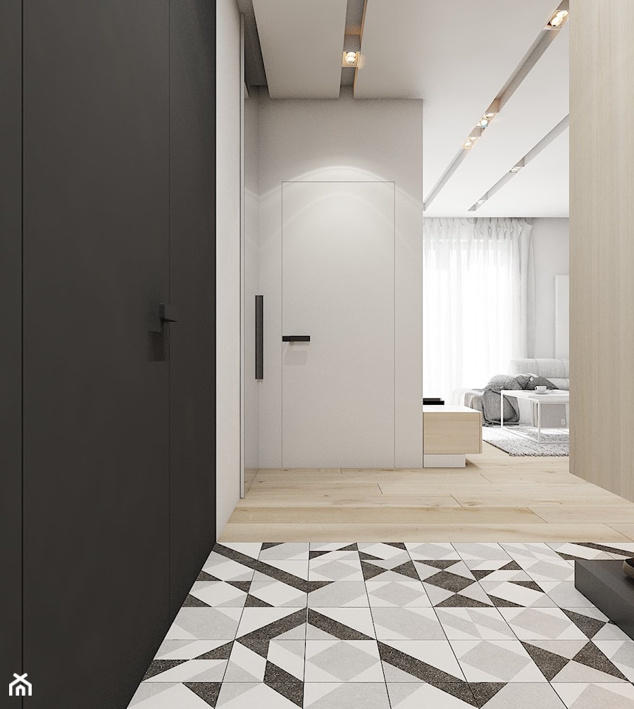 mieszkanie w Katowicach 2018 - Średni biały hol / przedpokój, styl nowoczesny - zdjęcie od A2 STUDIO pracownia architektury