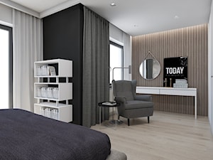 DOM JEDNORODZINNY D12/2015 TARNOWSKIE GÓRY - Duża sypialnia z balkonem / tarasem, styl nowoczesny - zdjęcie od A2 STUDIO pracownia architektury