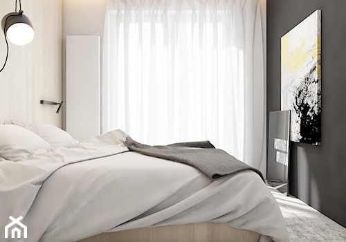 mieszkanie w Katowicach 2018 - Mała beżowa szara sypialnia, styl nowoczesny - zdjęcie od A2 STUDIO pracownia architektury