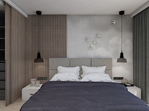 DOM JEDNORODZINNY D12/2015 TARNOWSKIE GÓRY - Mała szara sypialnia z garderobą, styl nowoczesny - zdjęcie od A2 STUDIO pracownia architektury