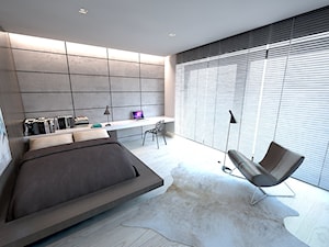 Sypialnia - Duża szara z biurkiem sypialnia, styl nowoczesny - zdjęcie od A2 STUDIO pracownia architektury