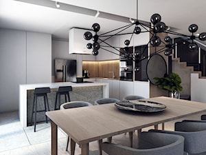 DOM JEDNORODZINNY D11_2015 / TARNOWSKIE GÓRY - Średnia biała jadalnia w salonie, styl minimalistyczny - zdjęcie od A2 STUDIO pracownia architektury