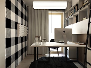 DOM JEDNORODZINNY / SZCZECIN - Małe w osobnym pomieszczeniu białe czarne biuro, styl nowoczesny - zdjęcie od A2 STUDIO pracownia architektury