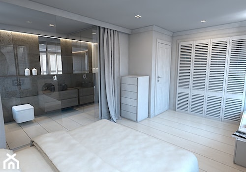 sypialnia z łazienką - dom w Australii - Średnia biała sypialnia z łazienką, styl nowoczesny - zdjęcie od A2 STUDIO pracownia architektury
