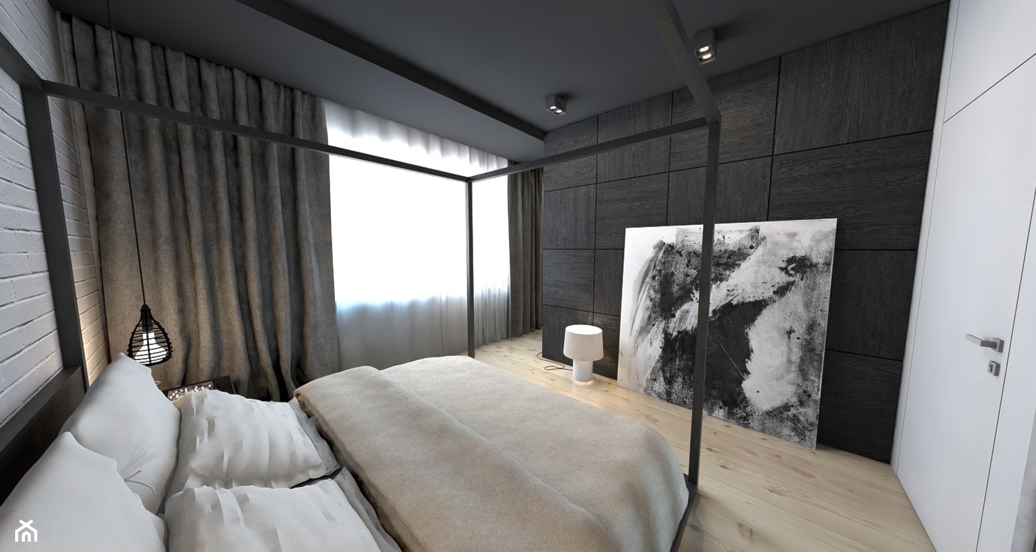 Mieszkanie w Tarnowskich Górach - Średnia biała czarna sypialnia, styl nowoczesny - zdjęcie od A2 STUDIO pracownia architektury - Homebook