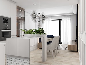 mieszkanie Warszawa - Średnia biała jadalnia w salonie w kuchni, styl nowoczesny - zdjęcie od A2 STUDIO pracownia architektury