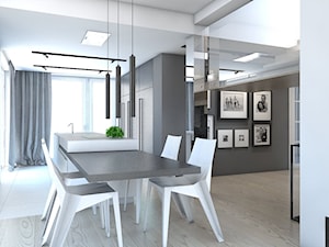 DOM JEDNORODZINNY / GLIWICE - Średnia biała szara jadalnia w kuchni - zdjęcie od A2 STUDIO pracownia architektury