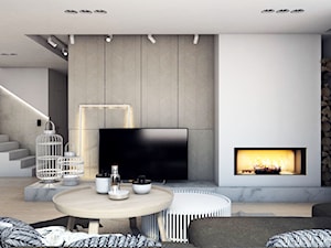 DOM JEDNORODZINNY D11_2015 / TARNOWSKIE GÓRY - Średni biały salon z jadalnią, styl minimalistyczny - zdjęcie od A2 STUDIO pracownia architektury