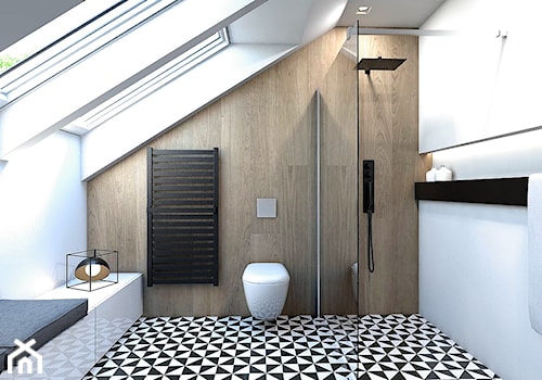 DOM JEDNORODZINNY / GLIWICE - Duża na poddaszu łazienka z oknem, styl nowoczesny - zdjęcie od A2 STUDIO pracownia architektury