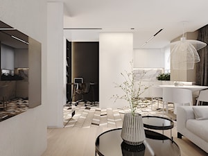 Mieszkanie w Katowicach - Mały biały salon z jadalnią, styl nowoczesny - zdjęcie od A2 STUDIO pracownia architektury