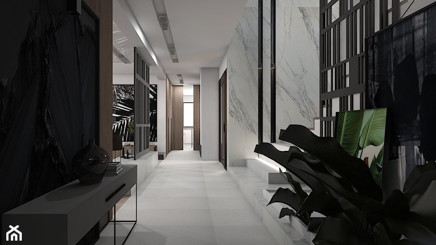 PROJEKT D19_15 / WARSZAWA - Średni biały czarny hol / przedpokój, styl minimalistyczny - zdjęcie od A2 STUDIO pracownia architektury