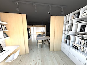 Mieszkanie w Tarnowskich Górach - Średnie w osobnym pomieszczeniu z zabudowanym biurkiem szare biuro, styl nowoczesny - zdjęcie od A2 STUDIO pracownia architektury