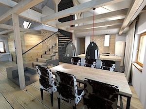 apartament w stylu góraskim - Średnia biała jadalnia w salonie, styl skandynawski - zdjęcie od A2 STUDIO pracownia architektury