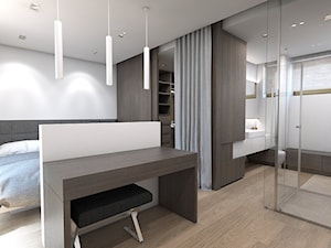 Dom w Przeszowicach - Duża biała z biurkiem sypialnia z garderobą z łazienką, styl nowoczesny - zdjęcie od A2 STUDIO pracownia architektury