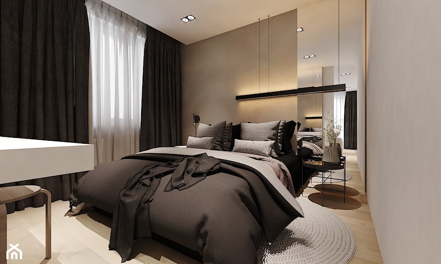 Mieszkanie w Katowicach - Średnia beżowa sypialnia, styl nowoczesny - zdjęcie od A2 STUDIO pracownia architektury