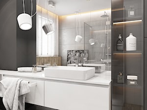 MIESZKANIE DWUPOZIOMOWE W TARNOWSKICH GÓRACH_2017 - Średnia z dwoma umywalkami z punktowym oświetleniem łazienka z oknem, styl nowoczesny - zdjęcie od A2 STUDIO pracownia architektury
