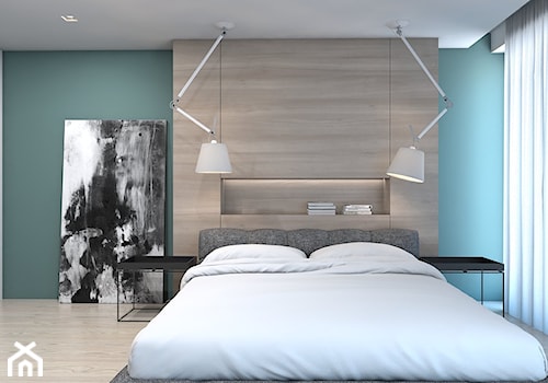 DOM JEDNORODZINNY / GLIWICE - Średnia biała niebieska sypialnia, styl nowoczesny - zdjęcie od A2 STUDIO pracownia architektury