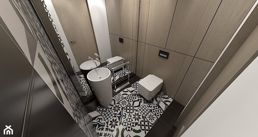 projekt toalety w domu jednorodzinnym w Zbrosławicach - Mała bez okna łazienka, styl nowoczesny - zdjęcie od A2 STUDIO pracownia architektury