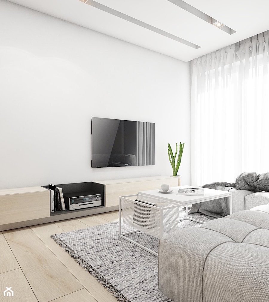 mieszkanie w Katowicach 2018 - Mały biały salon, styl nowoczesny - zdjęcie od A2 STUDIO pracownia architektury
