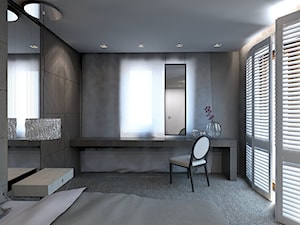 Dom jednorodzinny /Śląsk - Średnia szara z panelami tapicerowanymi sypialnia, styl tradycyjny - zdjęcie od A2 STUDIO pracownia architektury