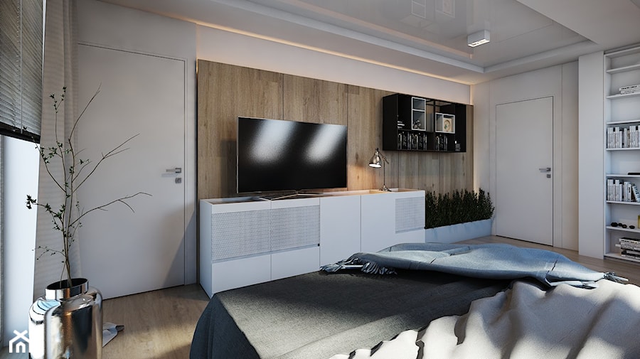 SYPIALNIA / KIELCE - Duża biała sypialnia, styl nowoczesny - zdjęcie od A2 STUDIO pracownia architektury
