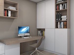 DOM JEDNORODZINNY D12/2015 TARNOWSKIE GÓRY - Średnie z zabudowanym biurkiem szare biuro, styl nowoczesny - zdjęcie od A2 STUDIO pracownia architektury