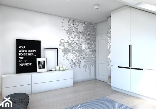 DOM JEDNORODZINNY / GLIWICE - Duża biała czarna z biurkiem sypialnia - zdjęcie od A2 STUDIO pracownia architektury