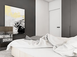 mieszkanie w Katowicach 2018 - Mała biała szara sypialnia, styl nowoczesny - zdjęcie od A2 STUDIO pracownia architektury