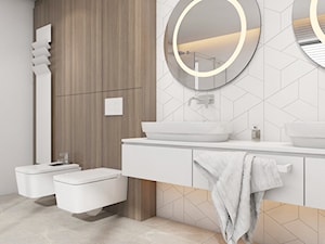 Dom jednorodzinny w Świerklańcu 2017 - Duża z dwoma umywalkami łazienka, styl nowoczesny - zdjęcie od A2 STUDIO pracownia architektury