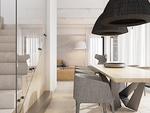 Dom jednorodzinny w Świerklańcu 2017 - Duża biała jadalnia jako osobne pomieszczenie, styl nowoczesny - zdjęcie od A2 STUDIO pracownia architektury