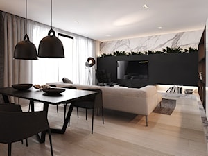 APARTAMENT D22_16 / WARSZAWA - Średnia biała czarna jadalnia w salonie w kuchni, styl nowoczesny - zdjęcie od A2 STUDIO pracownia architektury