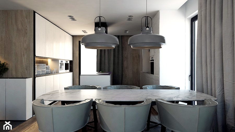 DOM JEDNORODZINNY D16_2015 / GDYNIA - Mała biała jadalnia w kuchni, styl nowoczesny - zdjęcie od A2 STUDIO pracownia architektury