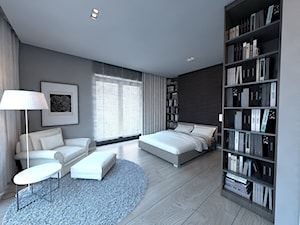 Dom jednorodzinny Zbrosławice - Duża szara sypialnia, styl nowoczesny - zdjęcie od A2 STUDIO pracownia architektury