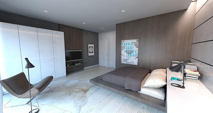 Sypialnia - Średnia szara sypialnia, styl nowoczesny - zdjęcie od A2 STUDIO pracownia architektury