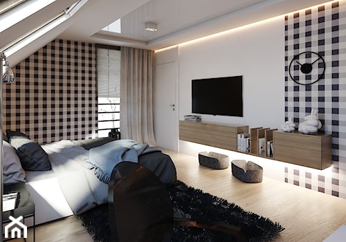SYPIALNIA / KIELCE - Duża sypialnia na poddaszu, styl nowoczesny - zdjęcie od A2 STUDIO pracownia architektury