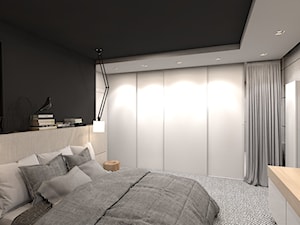 dom jednorodzinny w Ozimku - Średnia czarna szara sypialnia, styl nowoczesny - zdjęcie od A2 STUDIO pracownia architektury