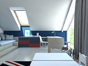 DOM JEDNORODZINNY / GLIWICE - Duży biały niebieski pokój dziecka dla nastolatka dla chłopca dla dziewczynki - zdjęcie od A2 STUDIO pracownia architektury