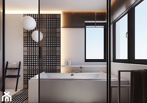 PROJEKT D19_15 / WARSZAWA _ ŁAZIENKA - Duża łazienka z oknem, styl minimalistyczny - zdjęcie od A2 STUDIO pracownia architektury