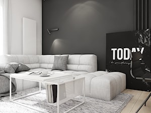 mieszkanie w Katowicach 2018 - Mały biały czarny salon, styl nowoczesny - zdjęcie od A2 STUDIO pracownia architektury