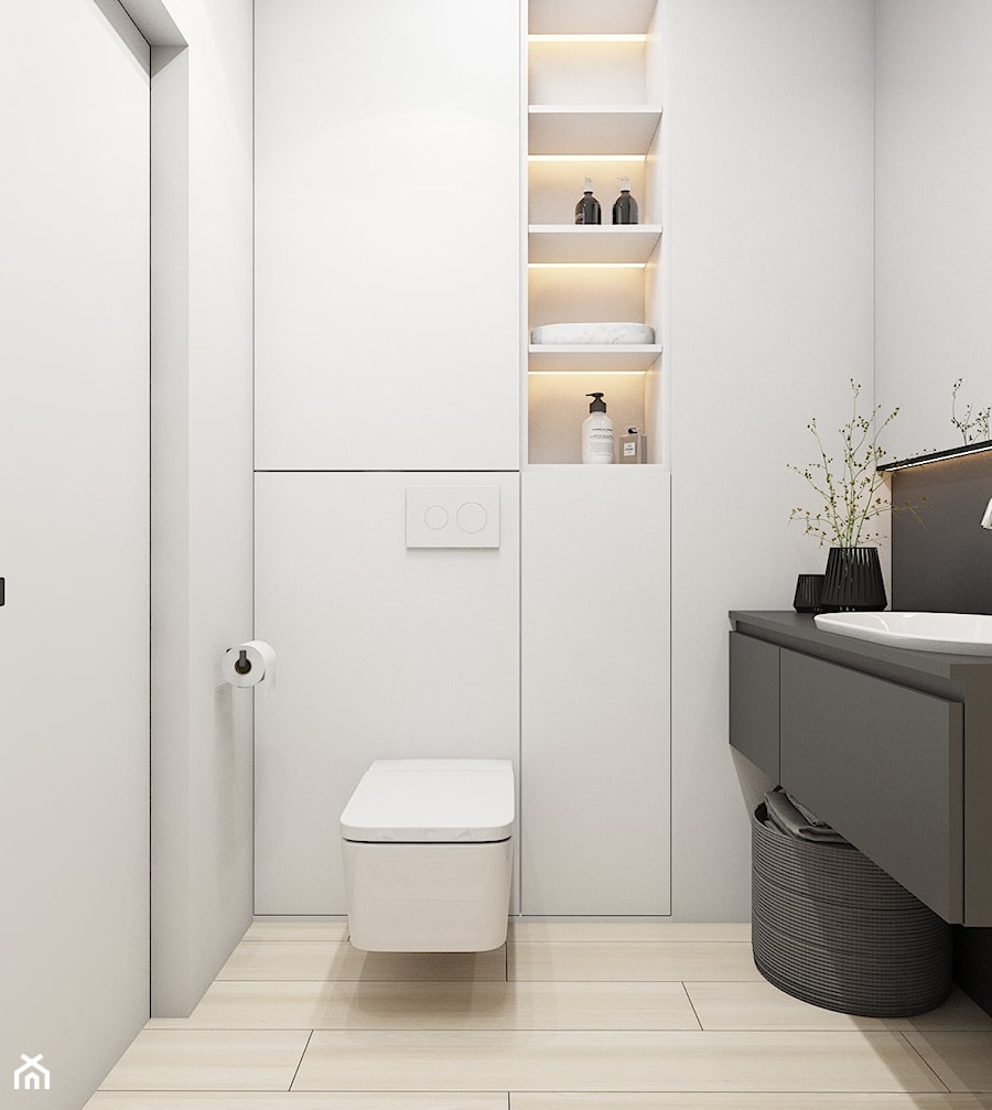 mieszkanie w Katowicach 2018 - Mała na poddaszu bez okna łazienka, styl nowoczesny - zdjęcie od A2 STUDIO pracownia architektury