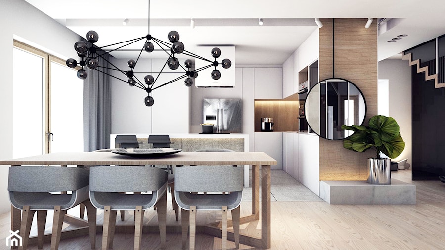 DOM JEDNORODZINNY D11_2015 / TARNOWSKIE GÓRY - Średnia biała jadalnia w kuchni, styl minimalistyczny - zdjęcie od A2 STUDIO pracownia architektury