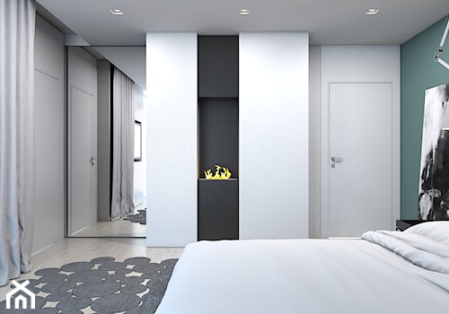 DOM JEDNORODZINNY / GLIWICE - Średnia biała czarna zielona sypialnia, styl nowoczesny - zdjęcie od A2 STUDIO pracownia architektury
